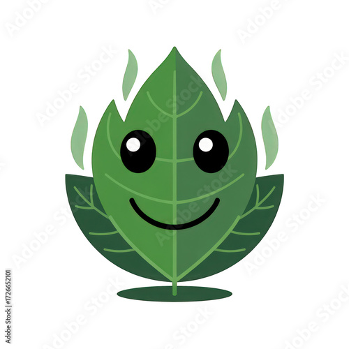 Happy leaf character on transparent background