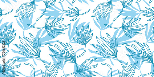 Abstract plant leaf art with seamless patterns and freehand doodle collage. Organic leaf shadow background, simple natural shapes in vintage pastel colors.