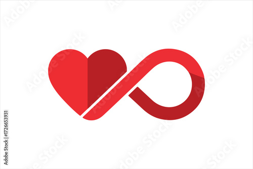 Red infinity symbol with a heart, representing endless love.