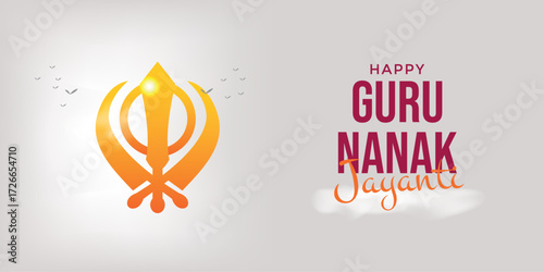 Indiana celebration Guru Nanak Jayanti card. Vector illustration