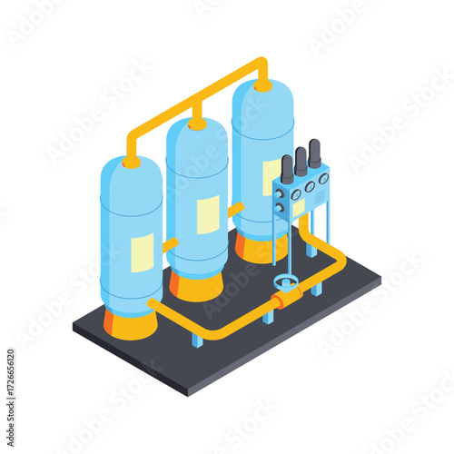 Industrial Water Treatment Plant Isometric Illustration 1.