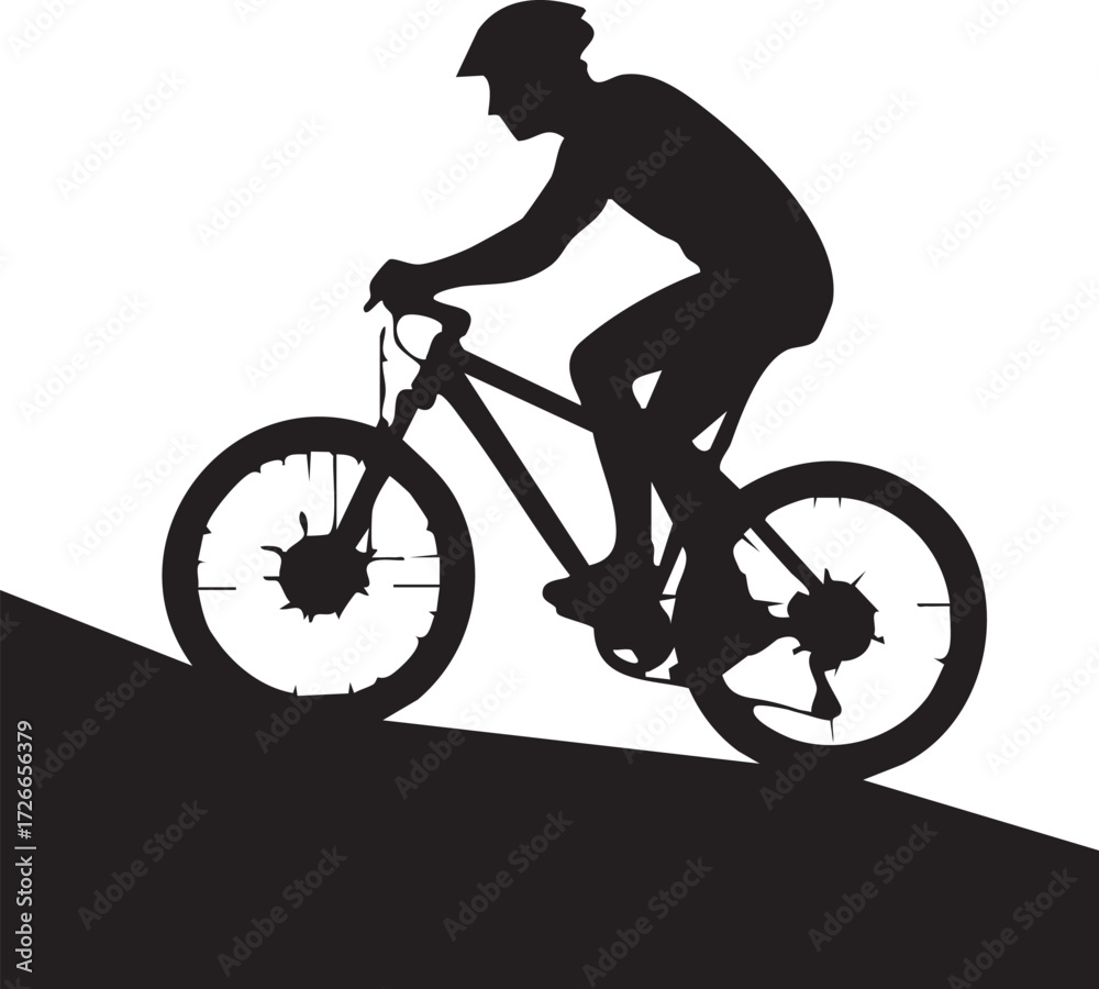 Fototapeta premium Cyclist on hill