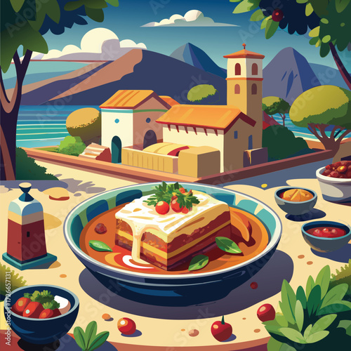 Mediterranean style dish served outdoors