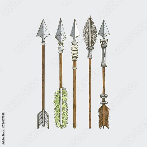 Vintage Arrows Hand-Drawn Set for Archery and Design Projects