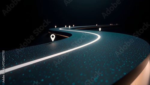 Minimal Dark Navigation Route With White Pin