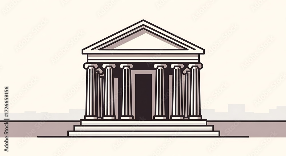 Obraz premium Temple with Columns Icon.