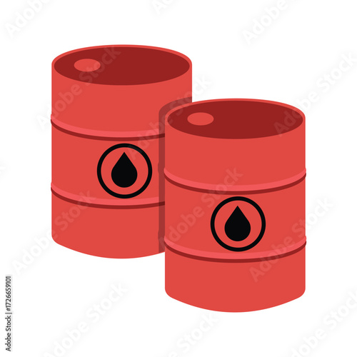 Oil barrels representing the petroleum industry.