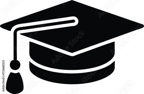 Solemn graduation cap icon showcases academic achievement with its distinctive tassel detail