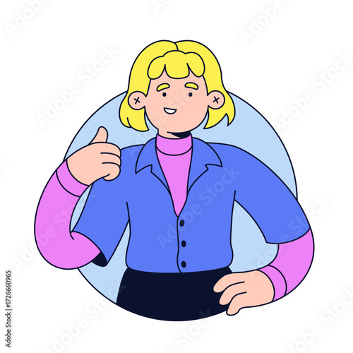 Young woman showing thumbs up