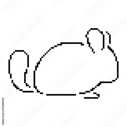 chinchila pixel icon, 8-bit. Isolated vector illustration.