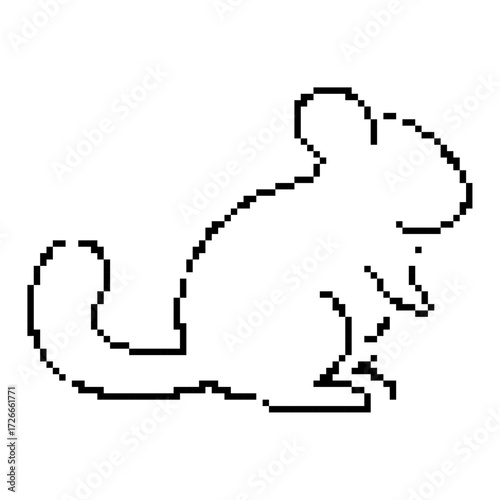 chinchila pixel icon, 8-bit. Isolated vector illustration.