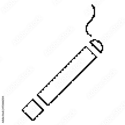 cigarette pixel icon, 8-bit. Isolated vector illustration.