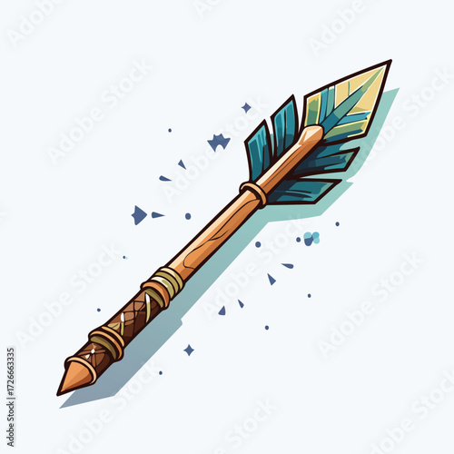 Whimsical Arrow Illustration with Detailed Fletching Design