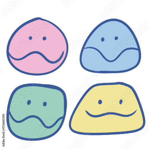 set of smiley faces. set of smiles. face. funmny. cartoon. character. cute. happy. emotional. emoji. mood. color. funny cartoon.