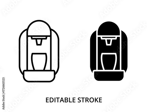 Capsule coffee maker icon, editable stroke and silhouette