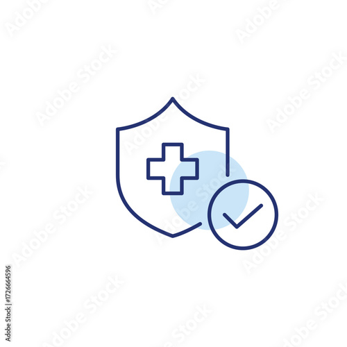 Shield and medical cross. Health insurance and safety. Pixel perfect, editable stroke vector icon