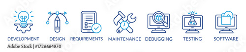 Agile development software business web computer agility concept. Vector illustration with icons