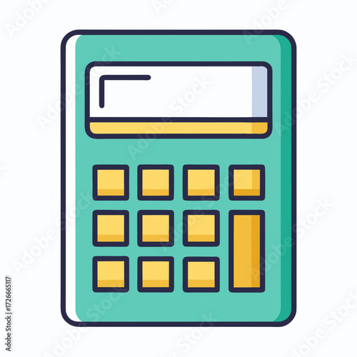 A colorful calculator, illustrated with a clean and modern aesthetic, symbolizing mathematics, accounting, and financial calculations, perfect for educational or business themes. Generative AI
