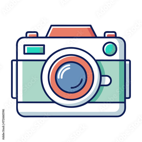 An eye-catching, minimalist illustration of a classic camera, perfect for projects that need a touch of photography. Generative AI