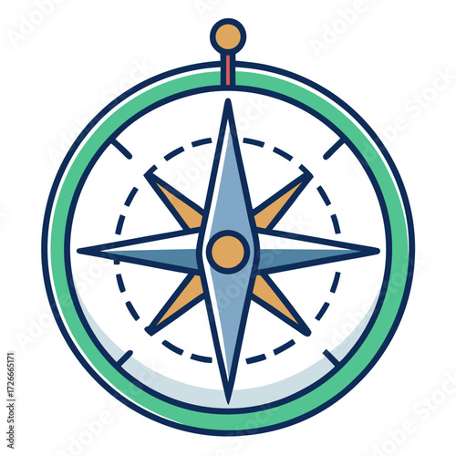 A detailed illustration of a compass rose, a symbol of direction and guidance. Perfectly suited for travel, adventure, and navigation themes. Generative AI