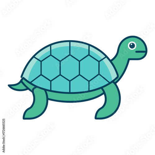 A whimsical cartoon turtle illustration, a cheerful depiction of a reptile with a unique, inviting appeal.  Generative AI