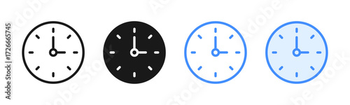 Clock or watch icon representing time, schedule,  alarm, stopwatch, timer or punctuality, designed for use in concepts related to time management, business, and organization