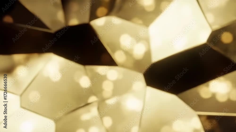 Abstract background with geometric shapes and bokeh, golden hue