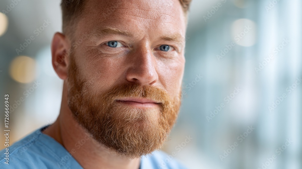 Fototapeta premium Man with beard in office setting