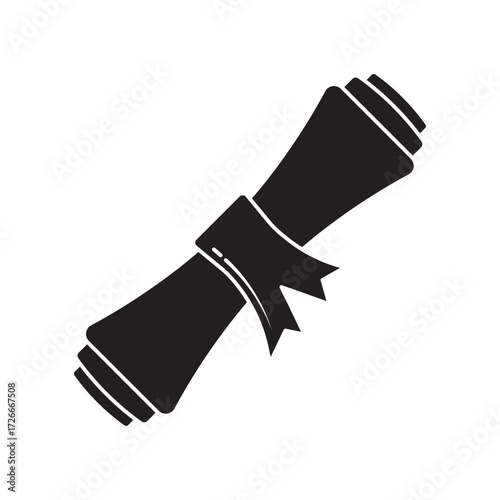 diploma paper roll flat icon vector