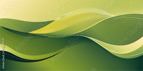 Abstract green wave vector wallpaper with subtle light and curve design for an eco-friendly nature background illustration