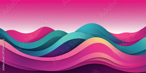 Abstract colorful wavy vector illustration pattern with rainbow pink and blue swirl lines for web design backdrop texture