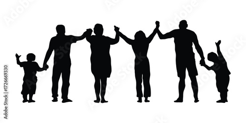 Parent and Child Silhouette Bundle. Mother Father Kids Icons, Family Together Silhouette Set. Happy Childhood Vectors