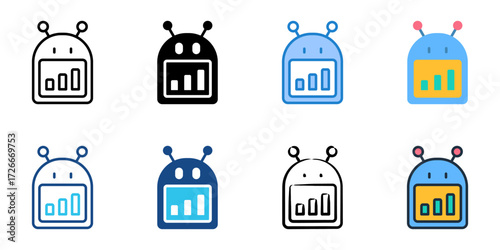 Robo advisor icon set multiple style collection 
