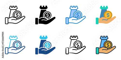 Wealth manager icon set multiple style collection 
