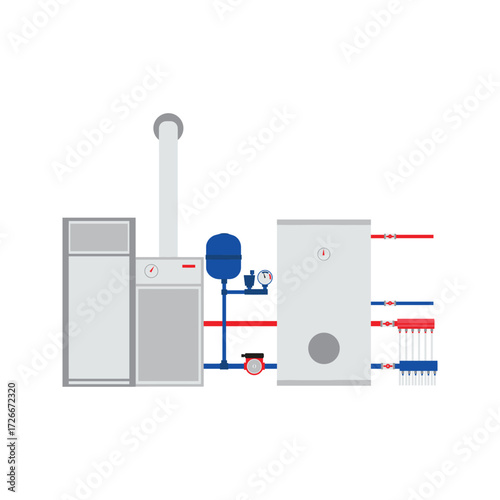 Heating System Diagram with Boiler and Radiators.