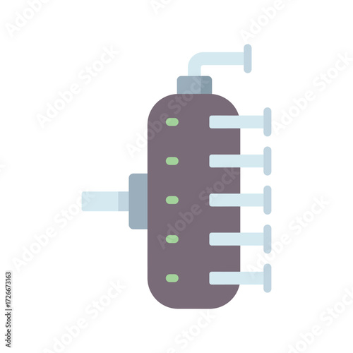Industrial Distillation Column with Multiple Outlets.