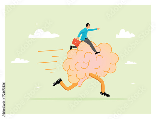 Brain intelligence concept, resilience or creativity to control thinking process for new idea.