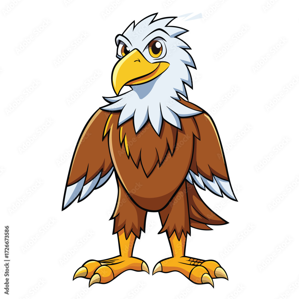 Fototapeta premium Cartoon bald eagle with a happy expression