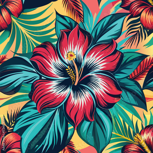 Tropical hibiscus flower pattern