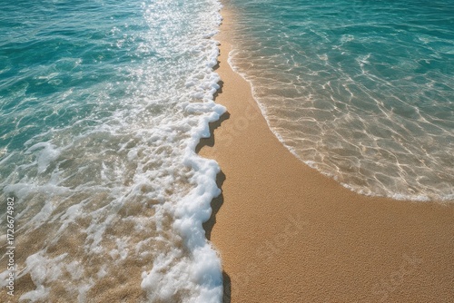 Gentle waves meeting sandy shore on a sunny day at the beach