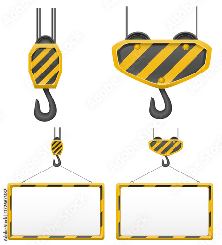 crane hook for building blank template board cartoon stock vector illustration isolated on white background