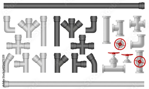 industry metalic and plastic pipes cartoon stock vector illustration isolated on white background