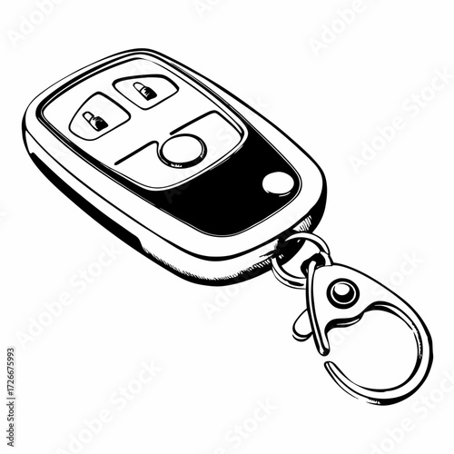 Car remote key fob with buttons and keychain attachment  