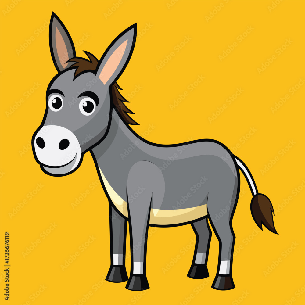 Obraz premium Cartoon donkey in profile view