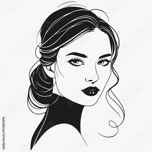 woman portrait sketch illustration vector