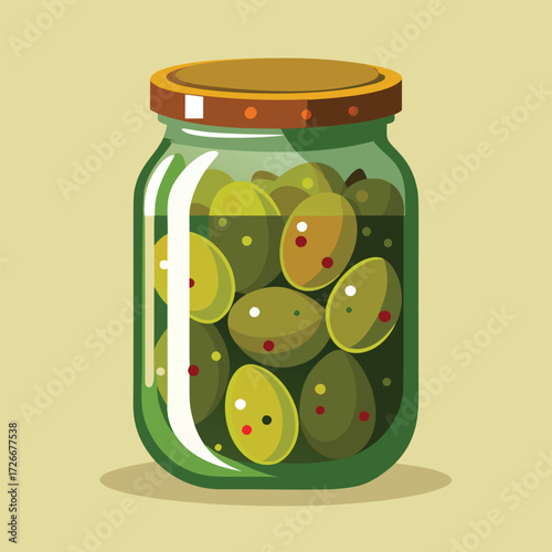 Glass jar filled with olives