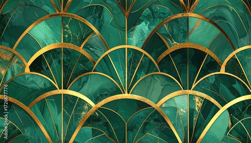 Emerald green and gold art deco pattern (1)