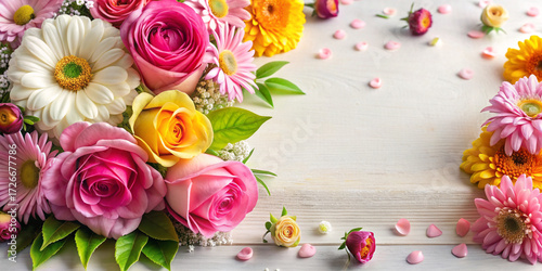 Greeting card letter frame. Flowers and romance.