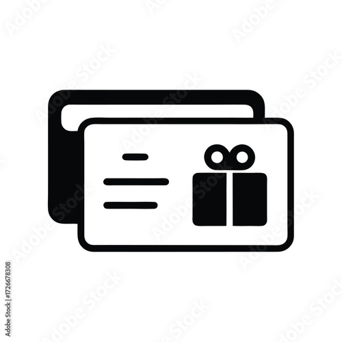 Two gift cards are shown stacked upon each other in black and white