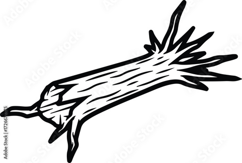 Vector Log trunk forest wood dead tree trunk silhouette Illustrator